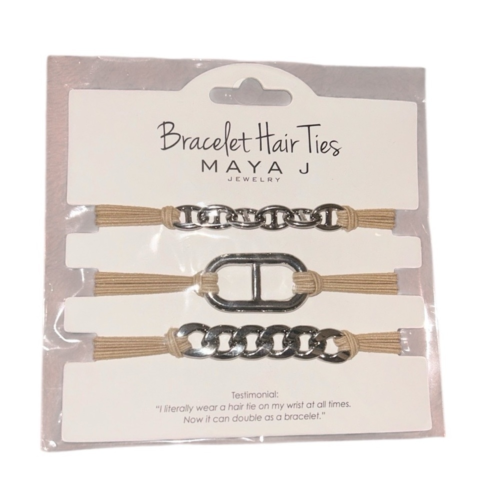 NWT Bracelet Hair Ties- Beige Elastic Cord Maya J Jewelry